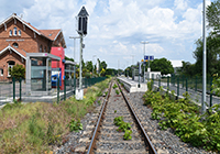 Der alte Bahnhof Reken - Blick über Bahngleise auf das alte Bahnhofsgebäude