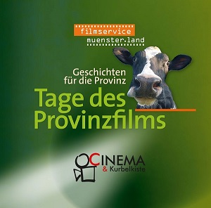 Logo der Provinzfilmtage mit dem Kopf einer Kuh und dem Schriftzug: 'Geschichten für die Provinz - Tage des Provinzfilms'