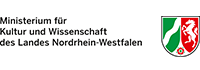 Logo vom Ministerium für Kultur und Wissenschaft des Landes Nordrhein-Westfalen mit Schriftzug.