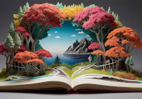 Ein offenes Buch mit einer Fantasiewelt Ein offenes Buch mit einer Fantasiewelt