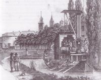 Kupferstich des Hafens am Max-Clemens-Kanal im heutigen Kreuzviertel 1835 (Stadtarchiv Münster)