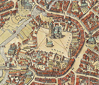 Historischer Plan: Bereich der Domburg um 1636