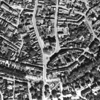 Abbildung: Das Luftbild zeigt die Ludgeristraße und die Königsstraße im Jahr 1935