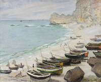Claude Monet, Bateaux sur la plage à l'Etretat, 1883, Öl auf Leinwand, Fondation Bemberg, Toulouse (c) RMN-Grand Palais, Mathieu Rabeau Foto