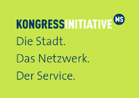 Slogan der Kongressinitiative: "Die Stadt. Das Netzwerk. Der Service." Schriftzug