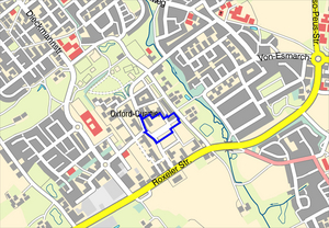 Stadtplanausschnitt mit dem Bereich des Bebauungsplans