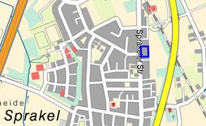 Stadtplanausschnitt mit dem Bereich des Bebauungsplans