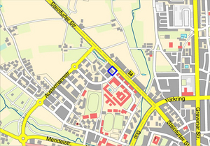 Stadtplanausschnitt mit dem Bereich der Bebauungsplanänderung