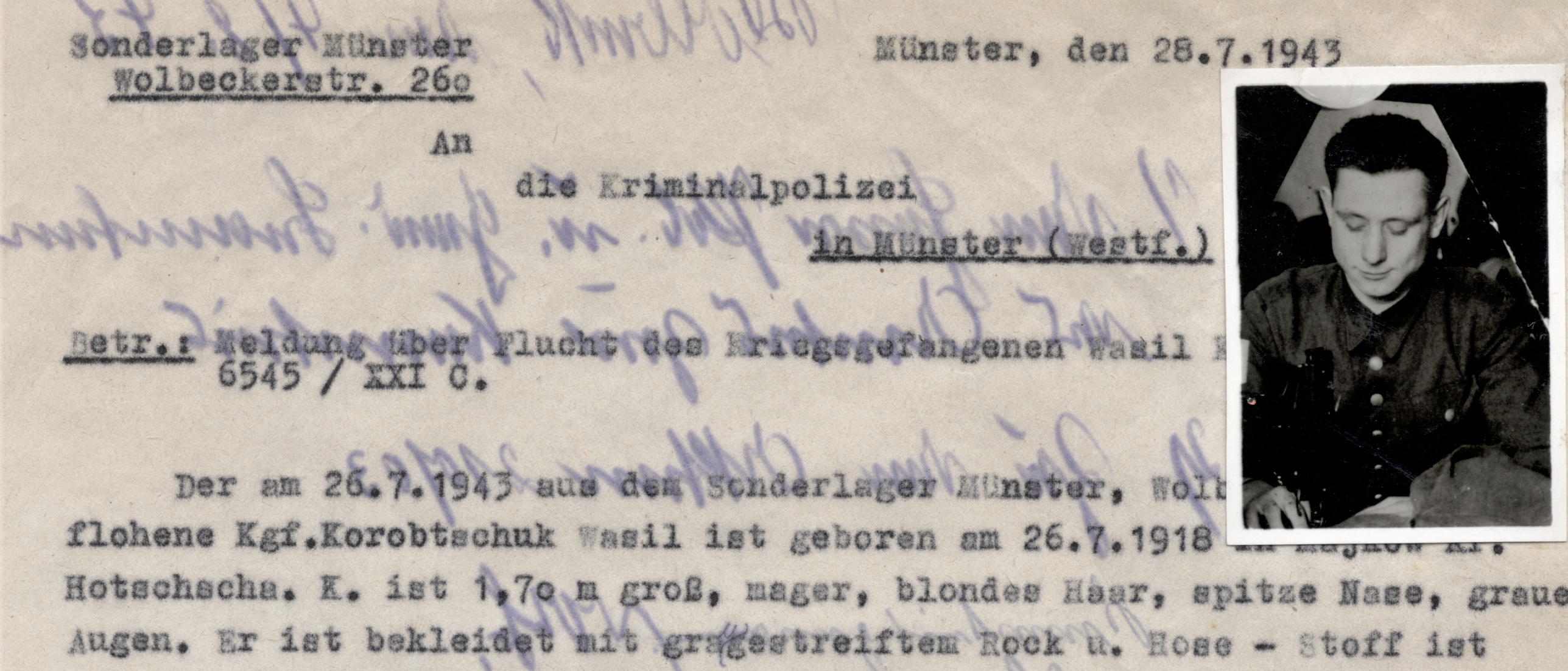 Ausschnitt aus einer schriftlichen Fluchtmeldung an die Polizei