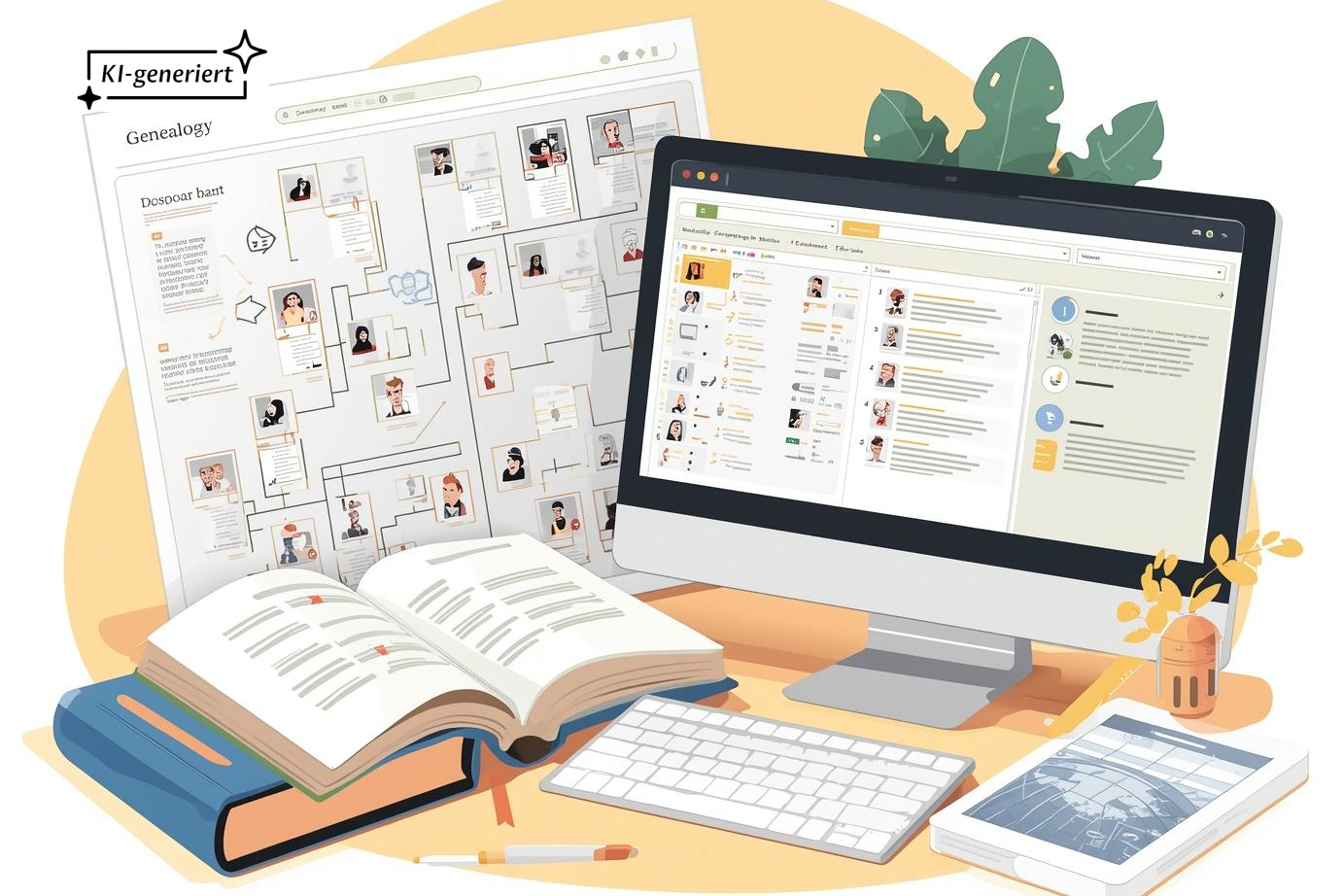 Ahnenforschung analog mit Literatur und mit dem Computer.