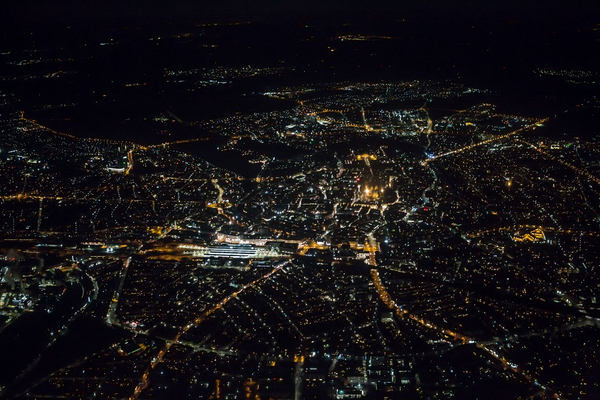 Münster bei Nacht - Luftbild aus ca. 100 m Höhe