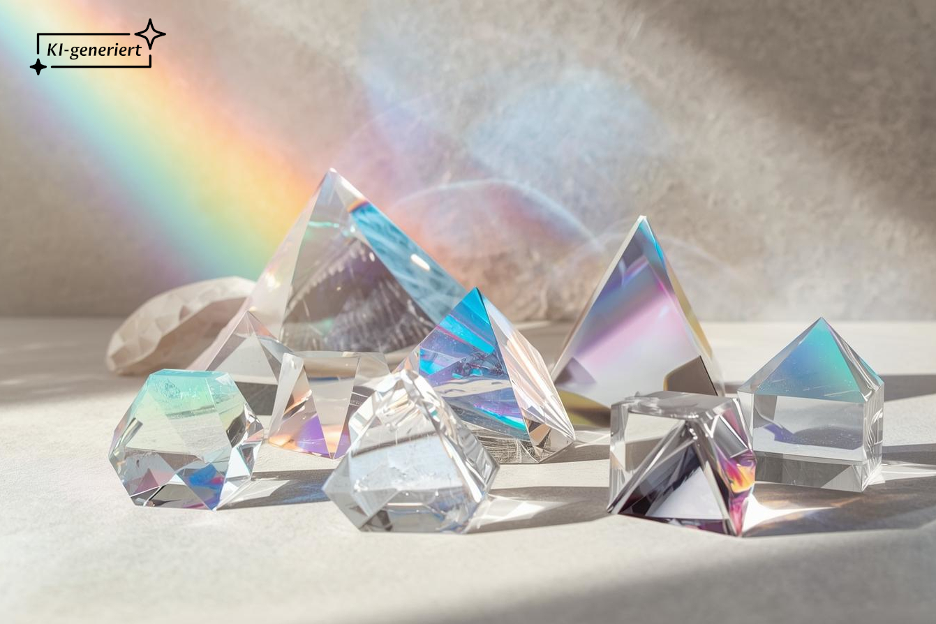 Regenbogenlicht fällt auf Prismen