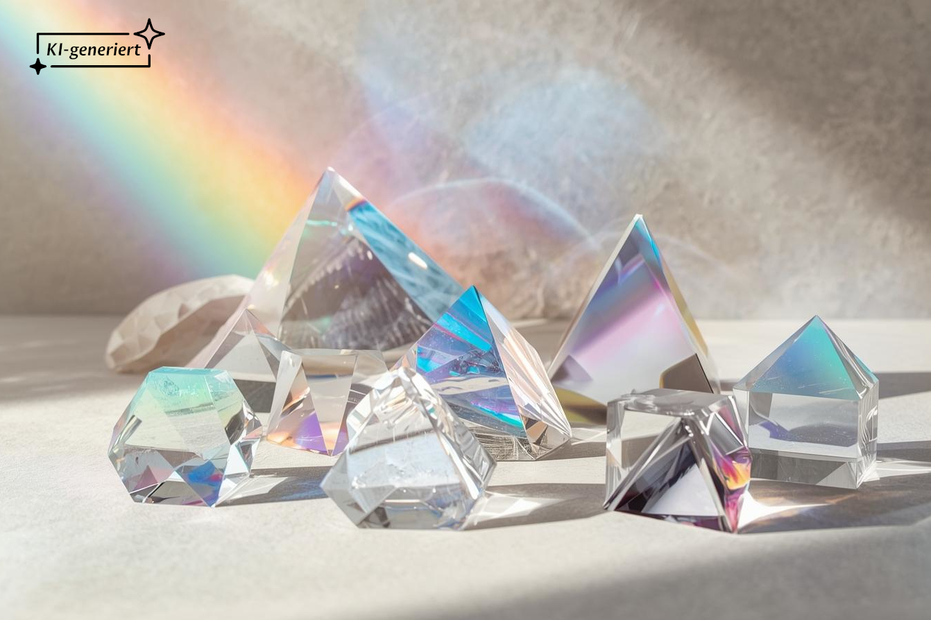 Regenbogenlicht fällt auf Prismen