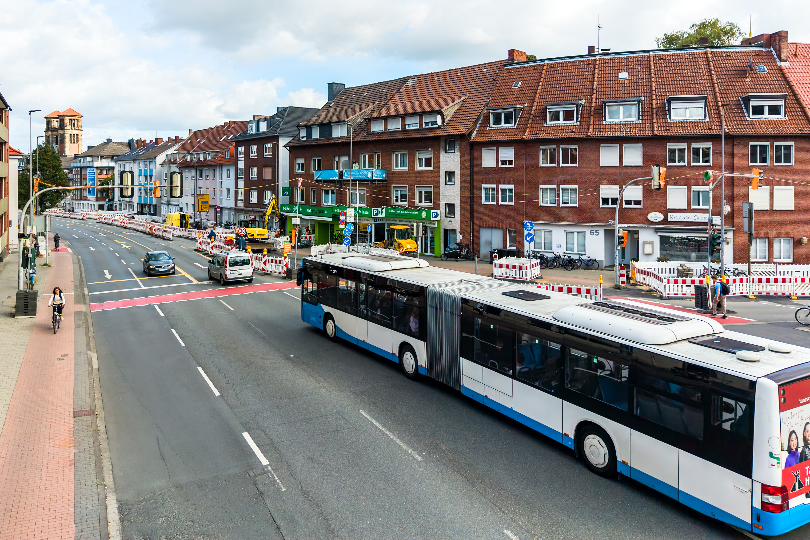 Blick von schräg oben auf die Kreuzung Weseler Straße/Geiststraße