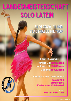 Plakat mit Schrift und als Hintergund ein ki-generiertes Bild einer Tänzerin