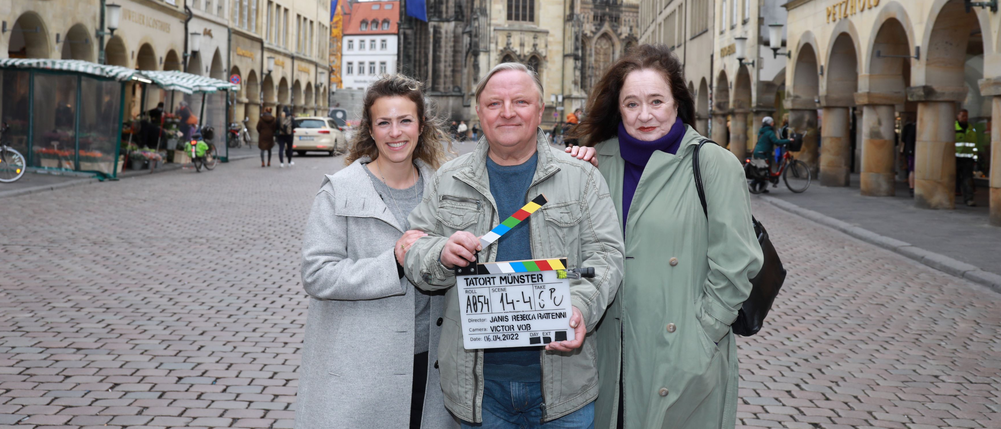 Dreharbeiten Tatort auf dem Prinzipalmarkt mit u.a. Axel Prahl
