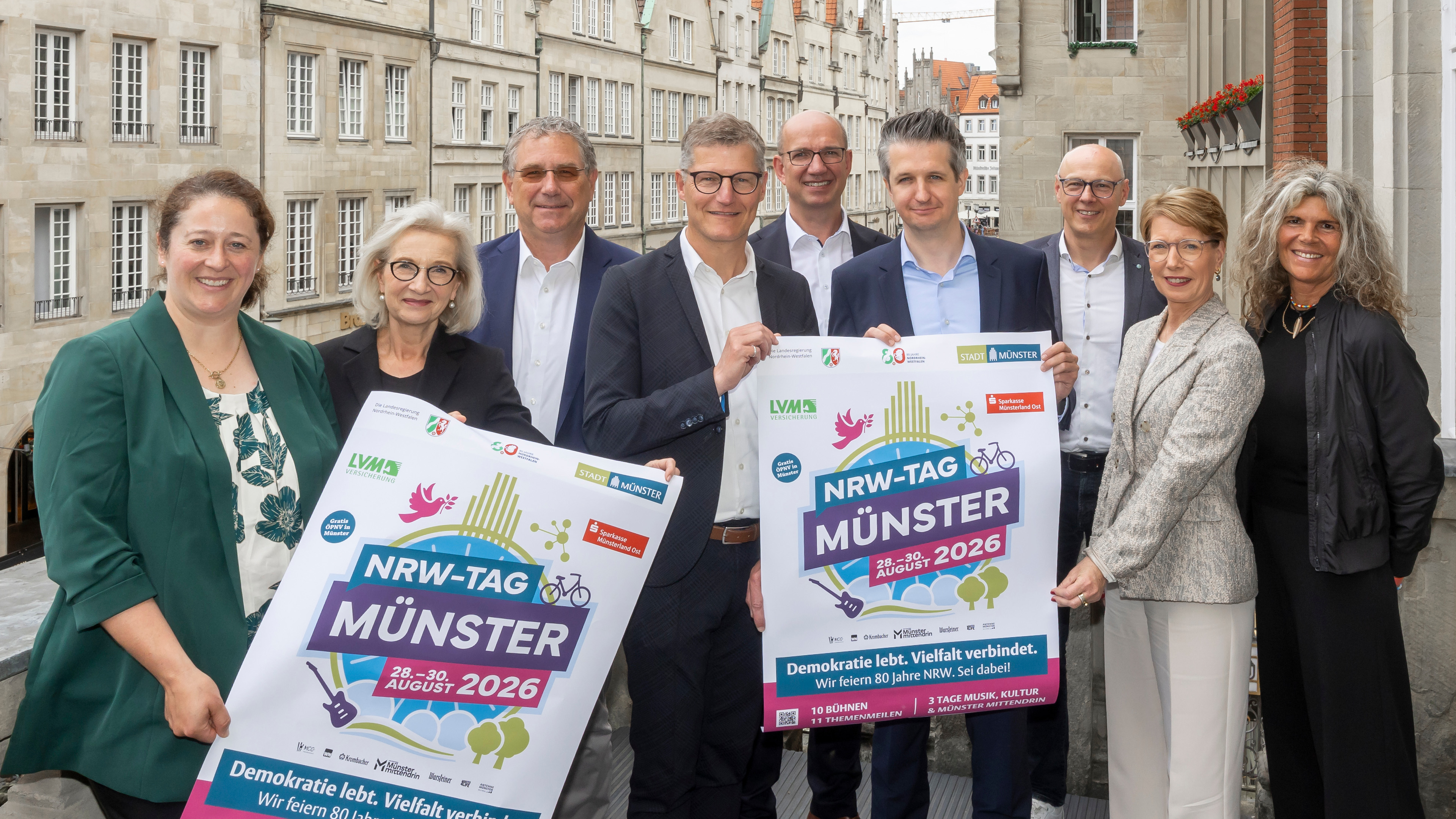 Teilnehmer*innen an der Pressekonferenz Nordrhein-Westfalen-Tag.