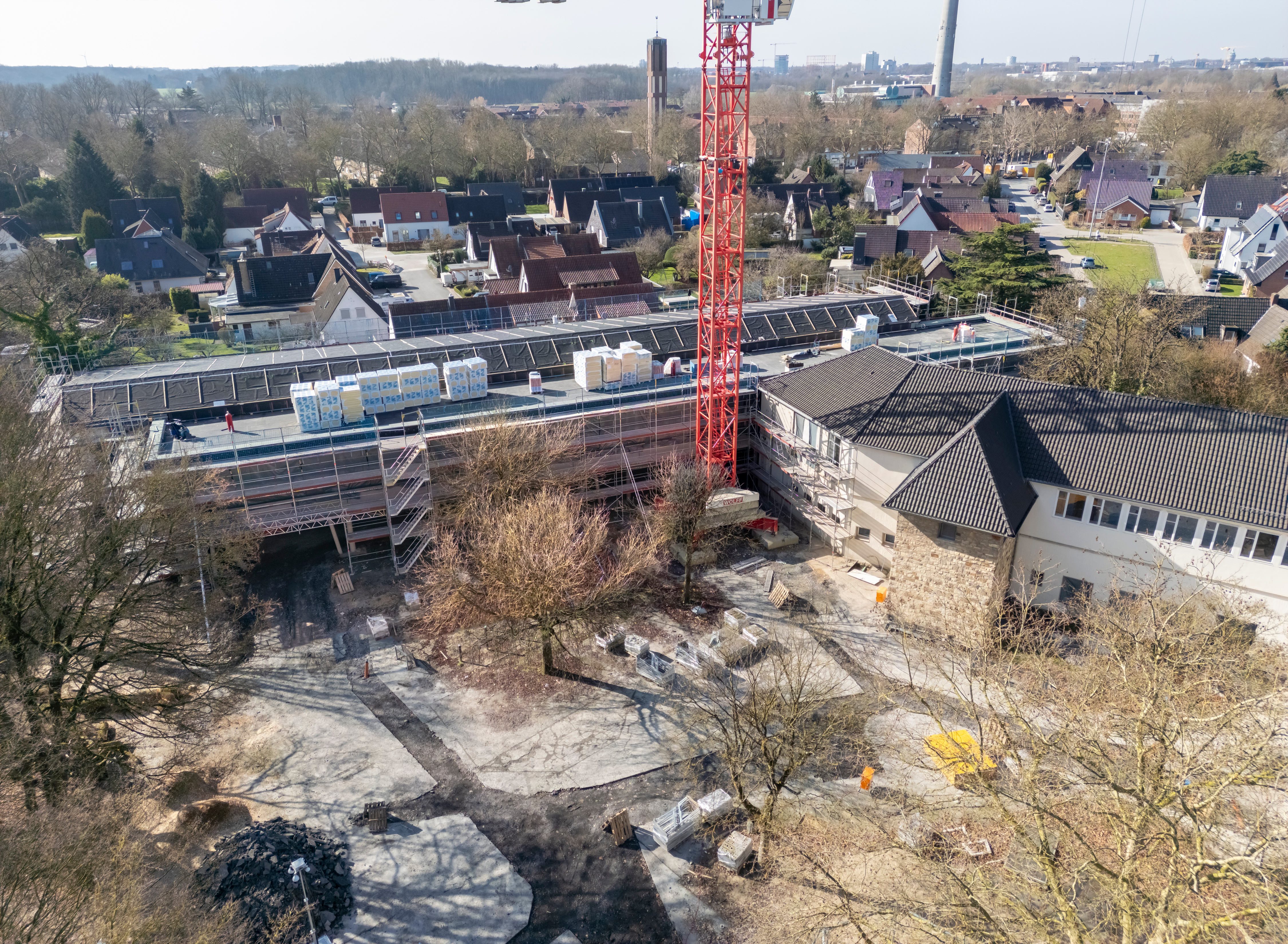 Rohbau Margaretenschule von oben