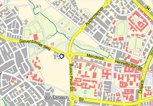 Stadtplanausschnitt mit dem Bereich des Bebauungsplans