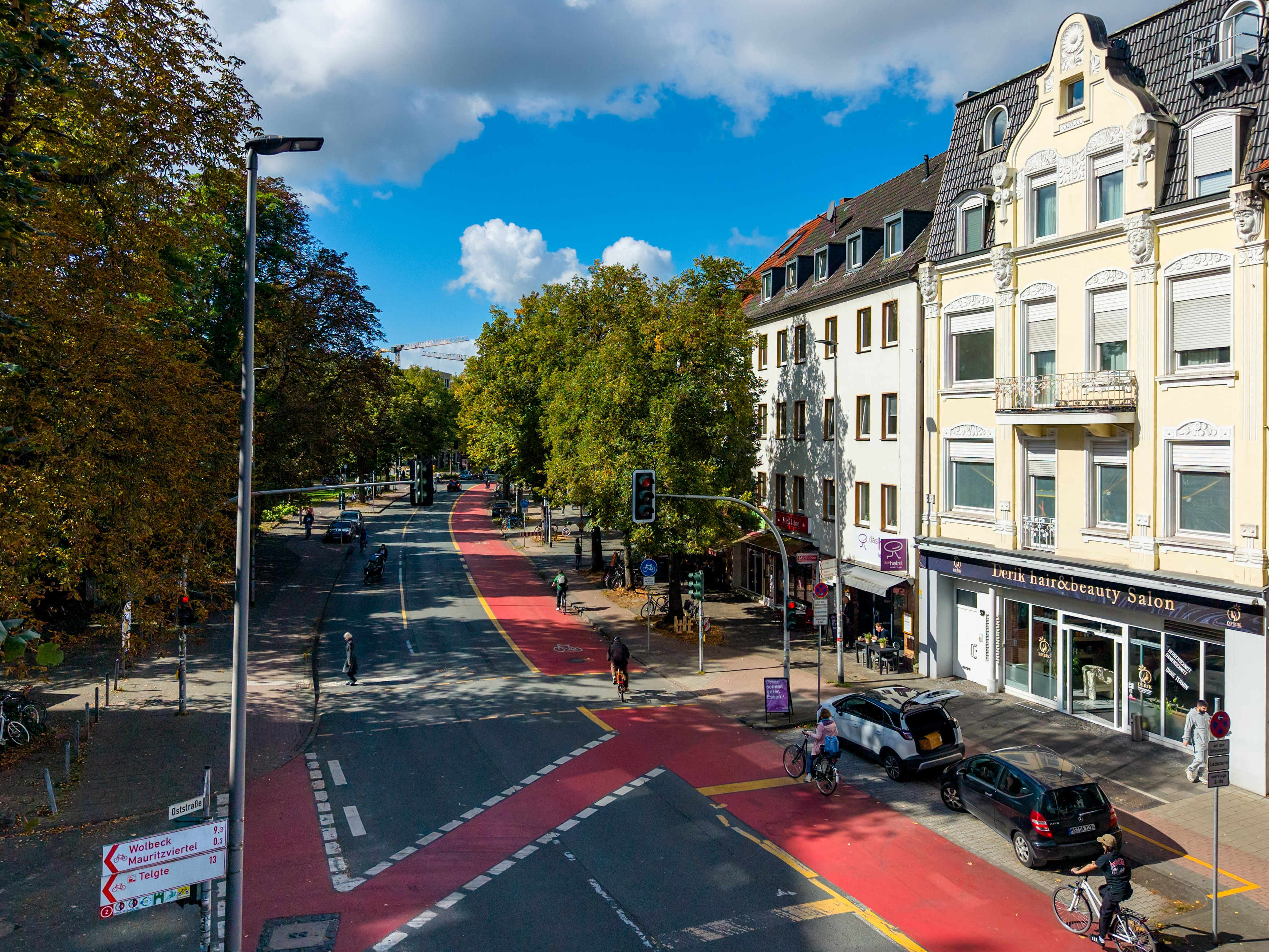 Blick auf die Umweltspur an der Warendorfer Straße