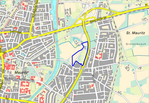 Stadtplanausschnitt mit dem Bereich des Bebauungsplans