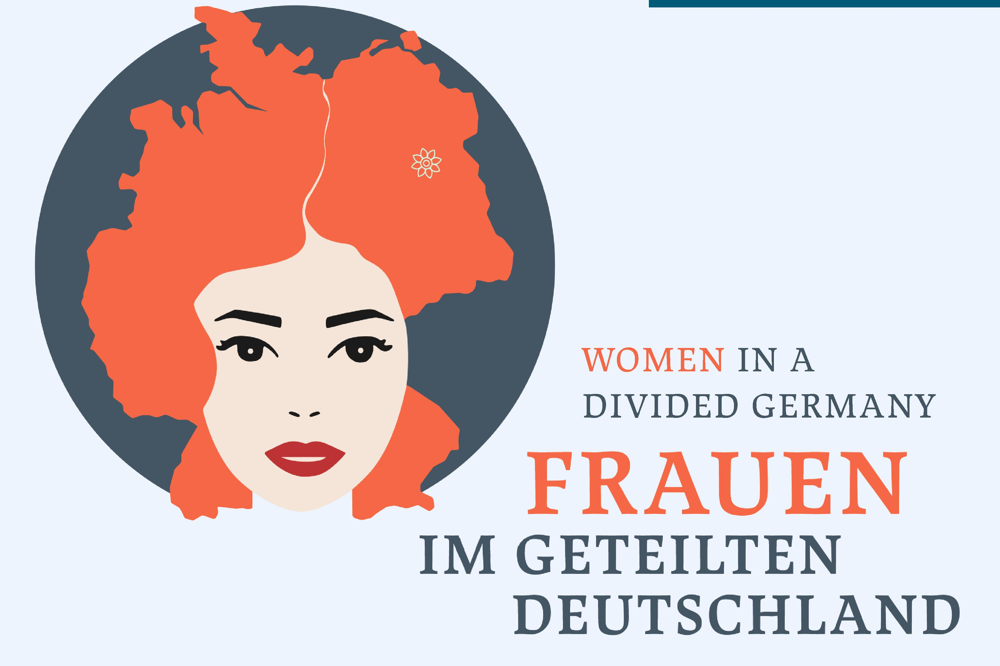 Das Plakat zeigt einen Frauenkopf, daneben ist der Schriftzug: Frauen im geteilten Deutschland
