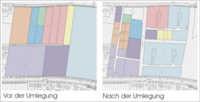 Abbildung: Flurstücke vor und nach der Umlegung