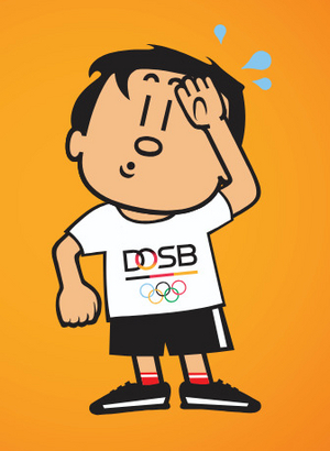 Schwitzender Sportler als Cartoon 