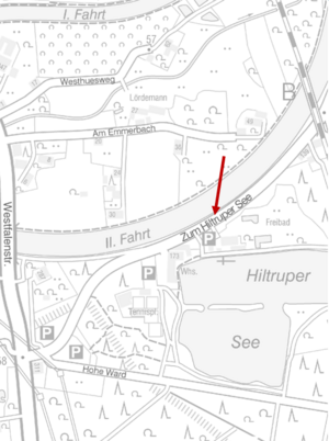Lokalisierung Zählstelle Kanalpromenade, Höhe Hiltruper See