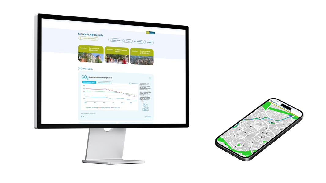 Mockup Klimadashboard und Cooler Stadtplan