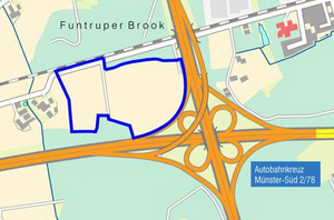 Stadtplanausschnitt mit dem Bereich der Flächennutzungsplanänderung