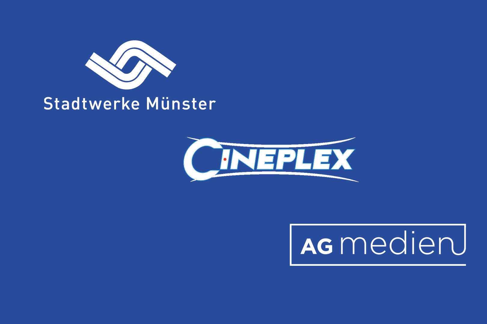 verschiedene Logos, Stadtwerke, Cineplex, AG Medien