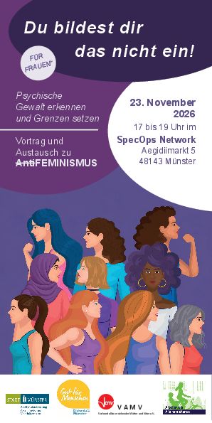 Plakat mit verschiedenen Frauen zur Veranstaltung "Du bildest du das nicht ein"