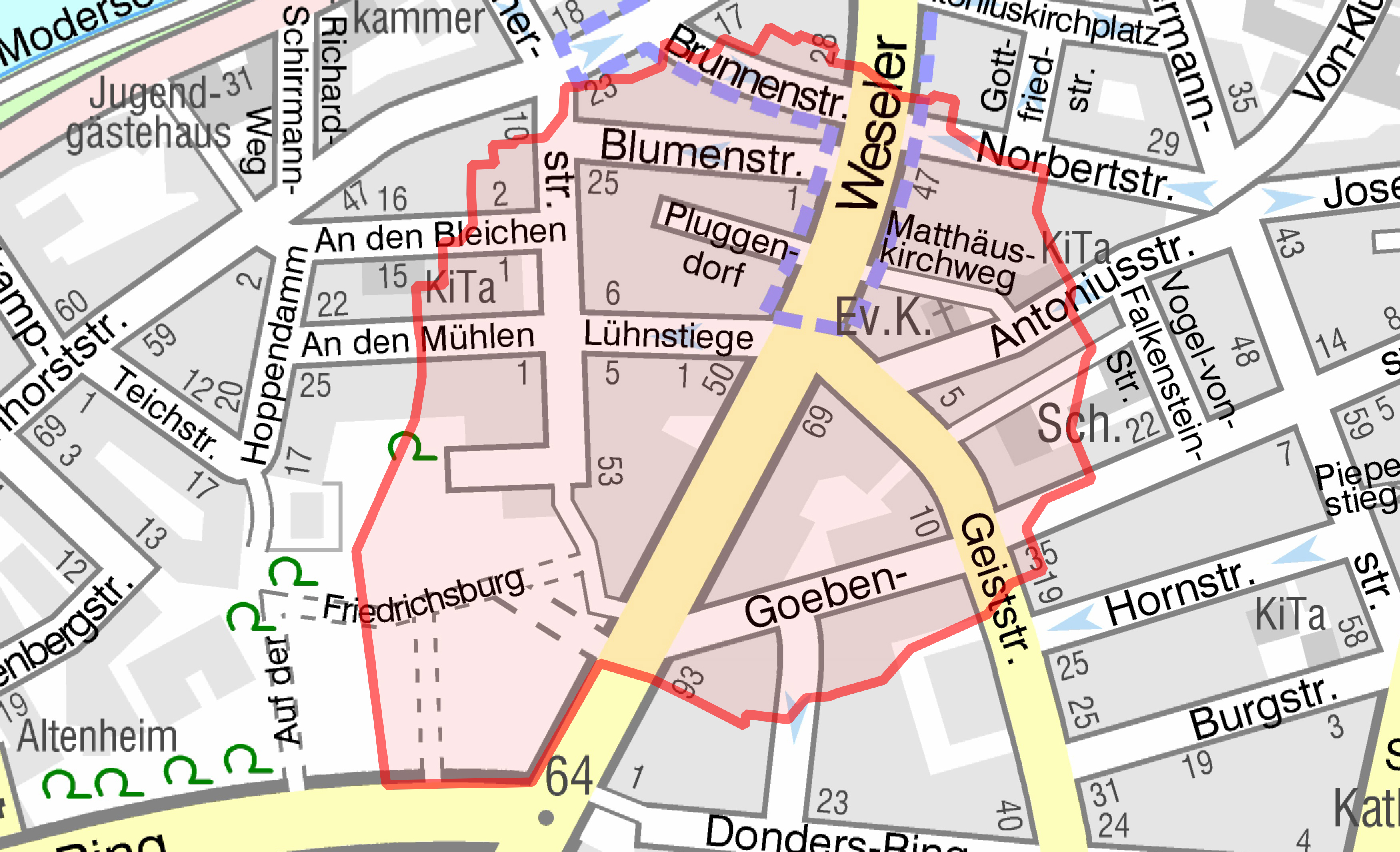 Evakuierungsradius an der Weseler Straße