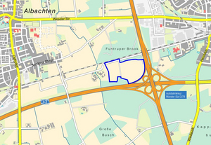 Stadtplanausschnitt mit dem Bereich der Flächennutzungsplanänderung