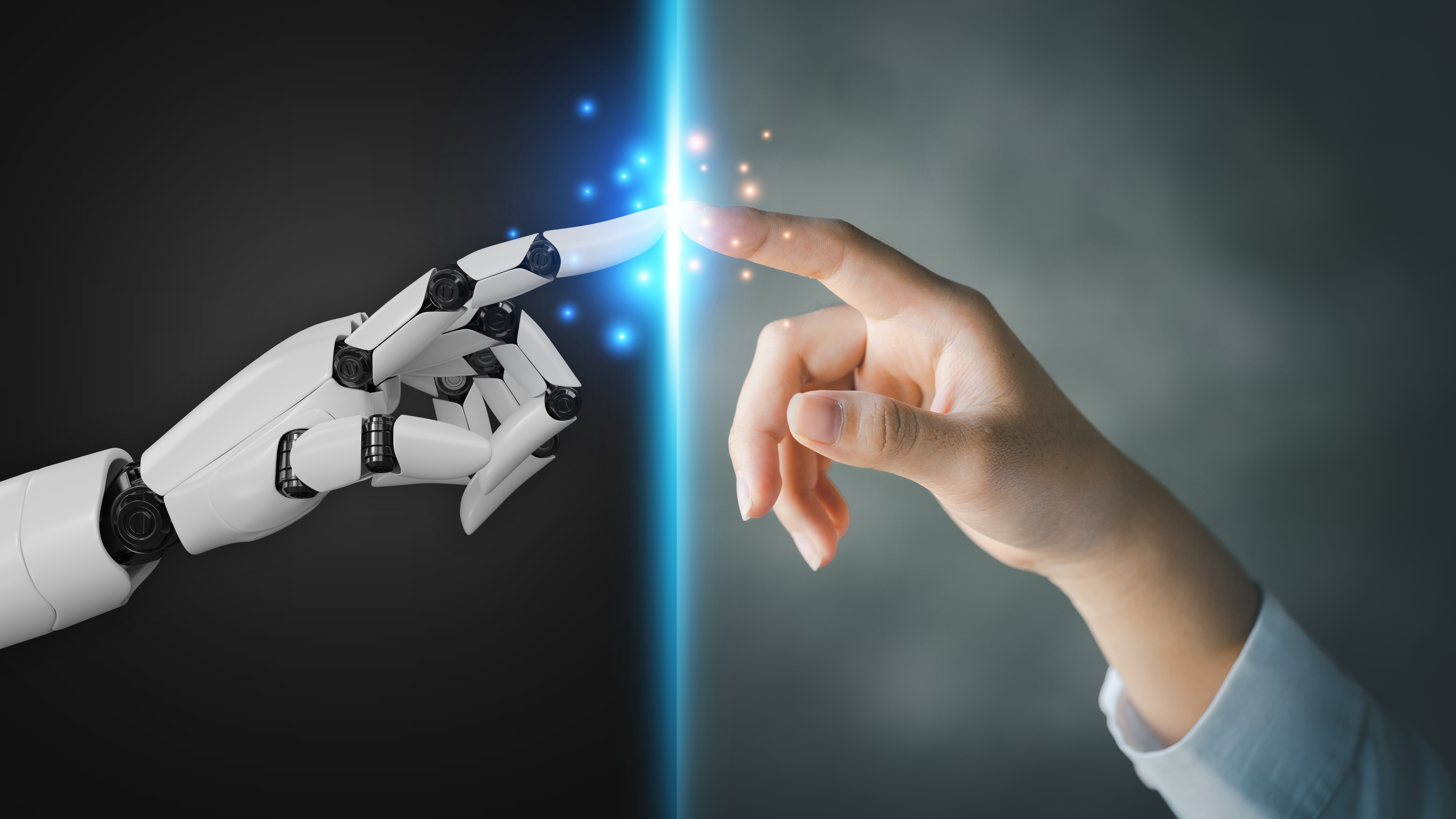 Zwei Finger, futuristisch und menschlich