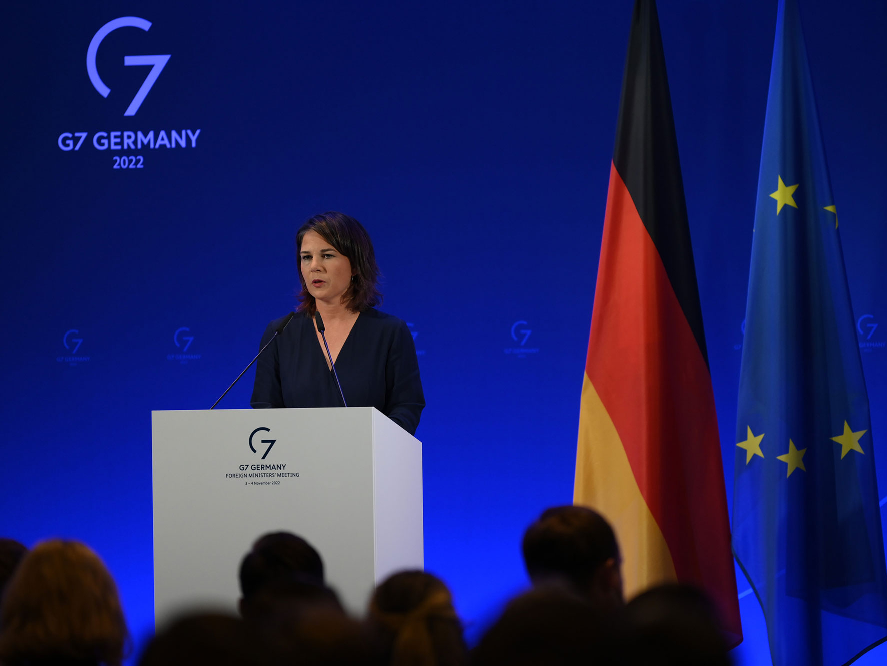 Außenministerin Annalena Baerbock spricht bei der Pressekonferenz im LWL-Museum