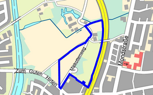 Stadtplanausschnitt mit dem Bereich des Bebauungsplans