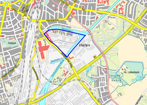 Stadtplanausschnitt mit dem Bereich der Flächennutzungsplanänderung