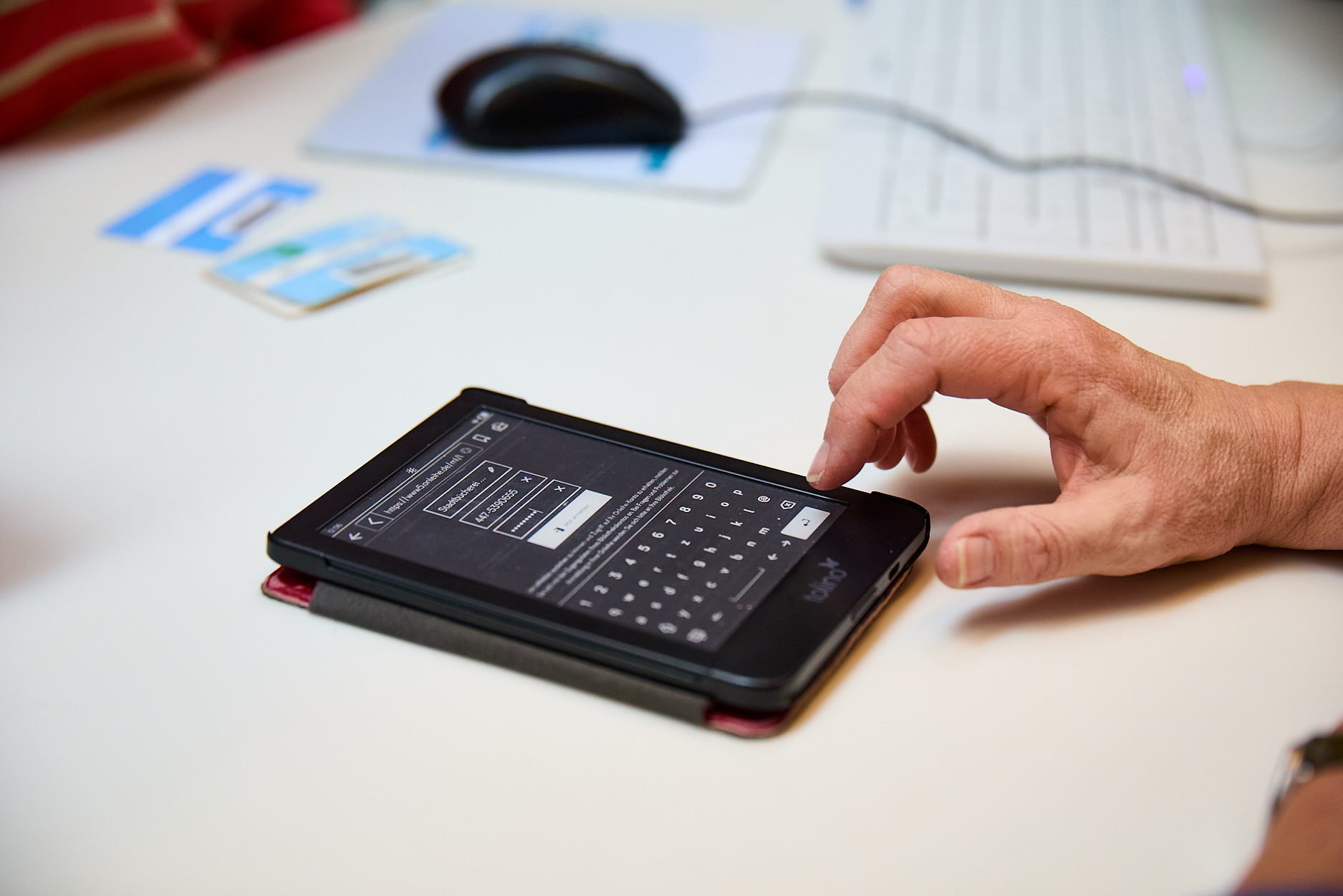 Anmeldung auf einem Tablet