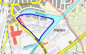 Stadtplanausschnitt mit dem Bereich des Bebauungsplans