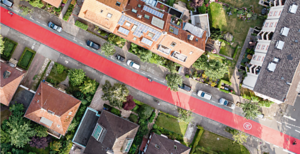 Blick auf Fahrradstraße von oben