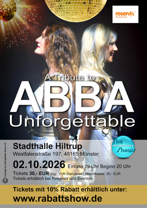 „Abba – Unforgettable“ am 2. Oktober 2026, 20 Uhr