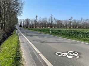 Abgebildet sind die neuen Fahrrad-Piktogramme auf dem Alten Mühlenweg