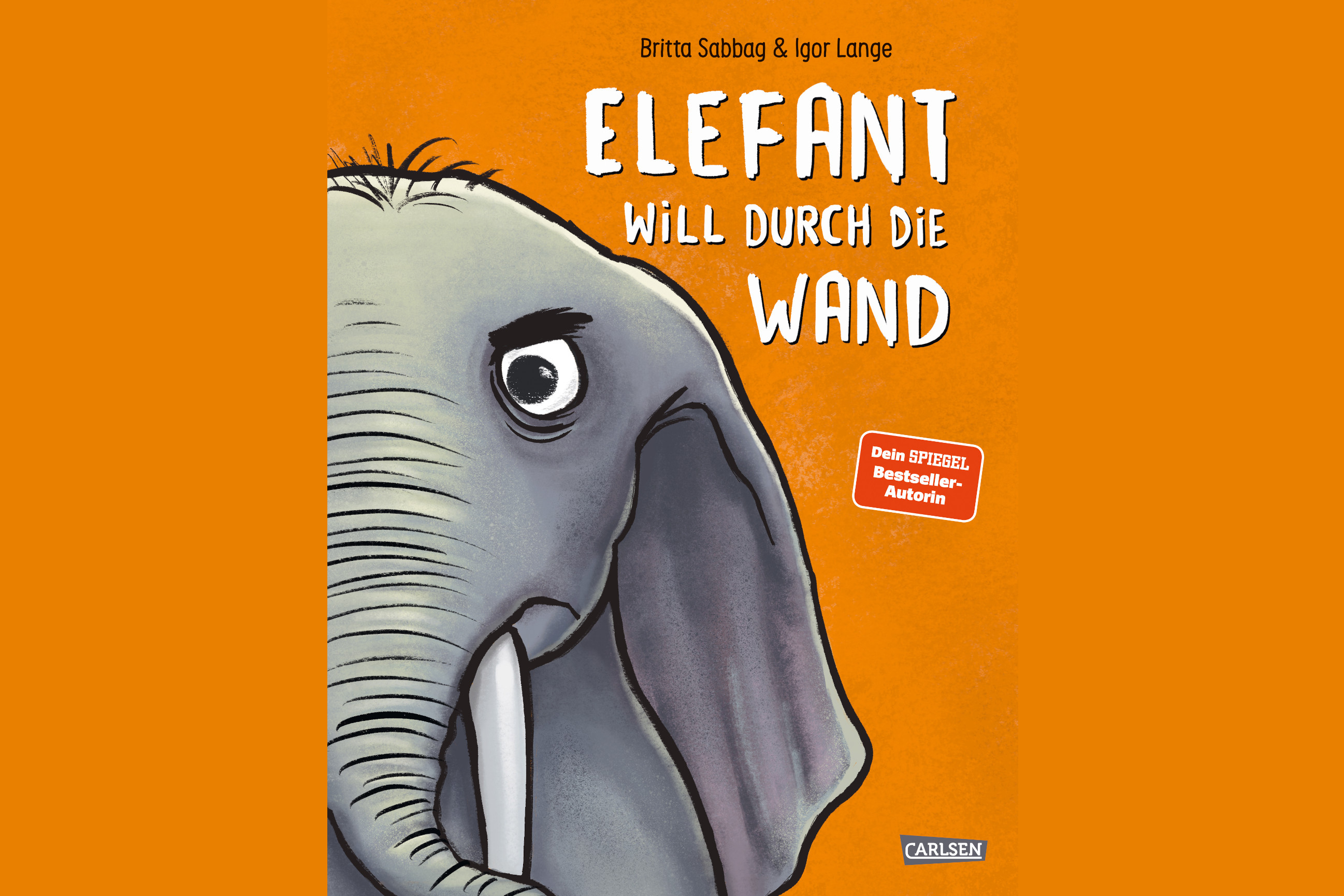 Buchcover "Elefant will durch die Wand". Abgebildet ist ein grimmig schauender Elefant.