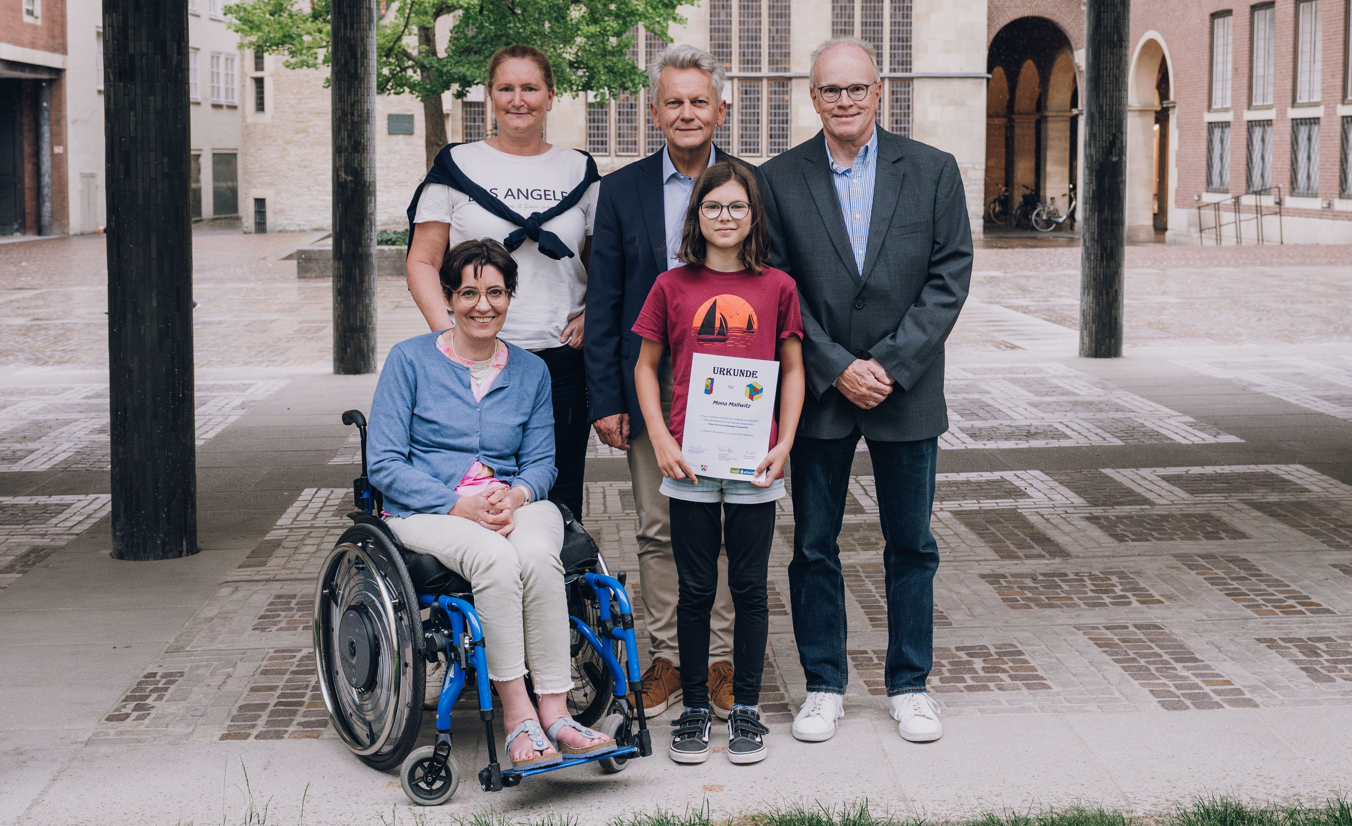 Gruppenfoto auf dem Platz des Westfälischen Friedens