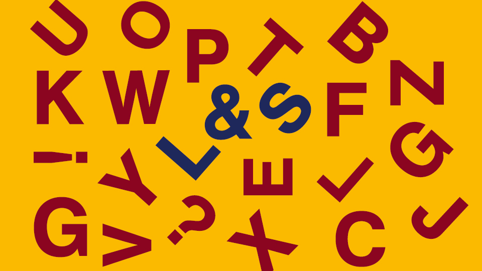 Verschiedene Buchstaben auf gelbem Hintergrund