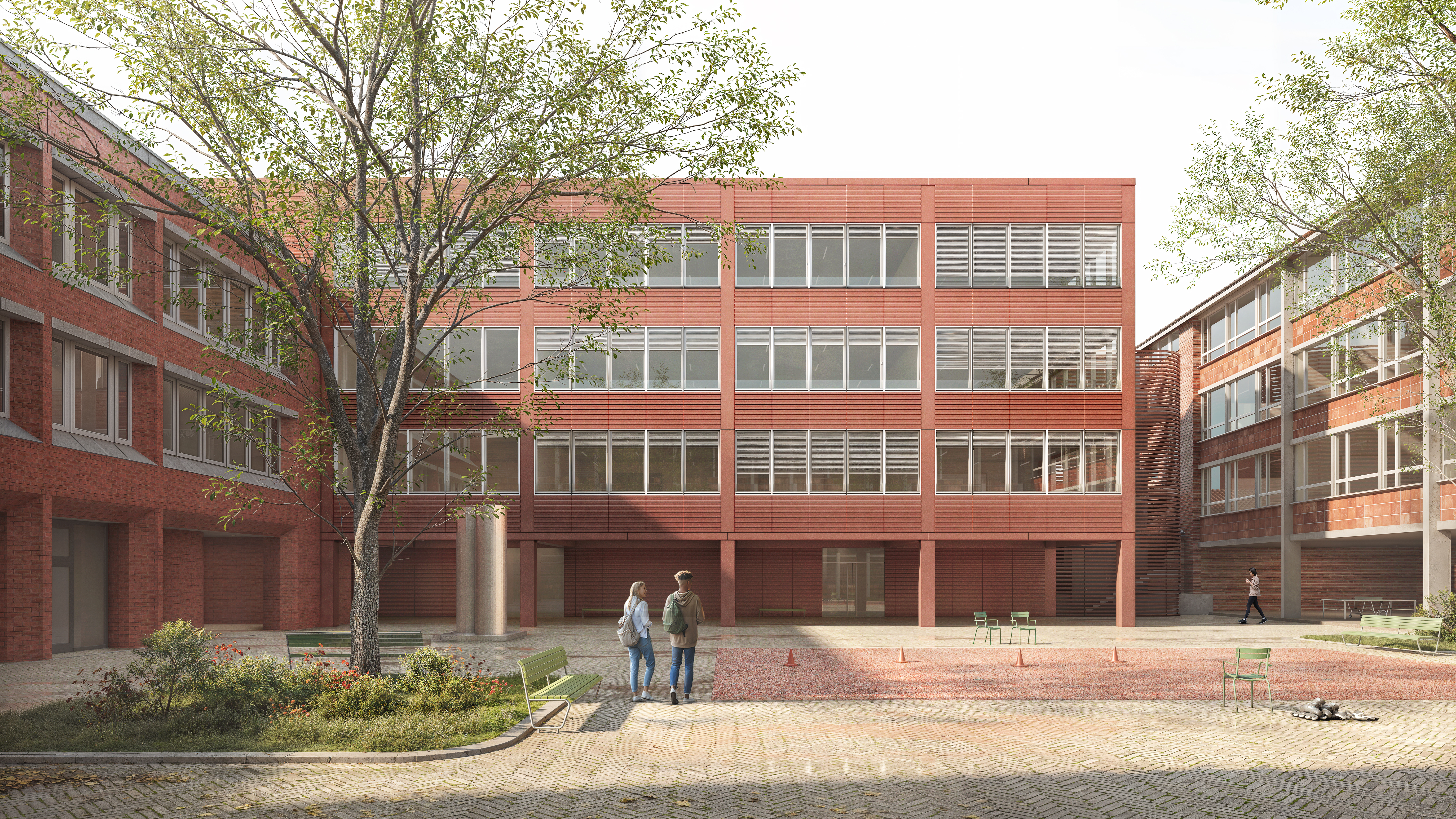 Die Stadt Münster plant die Erweiterung des Gymnasiums Paulinum in der Innenstadt. An der östlichen Seite der Sporthalle soll ein viergeschossiger Anbau entstehen. Das sieht eine Beschlussvorlage vor, über die der Rat der Stadt in seiner Sitzung am 21. Mai entscheidet.