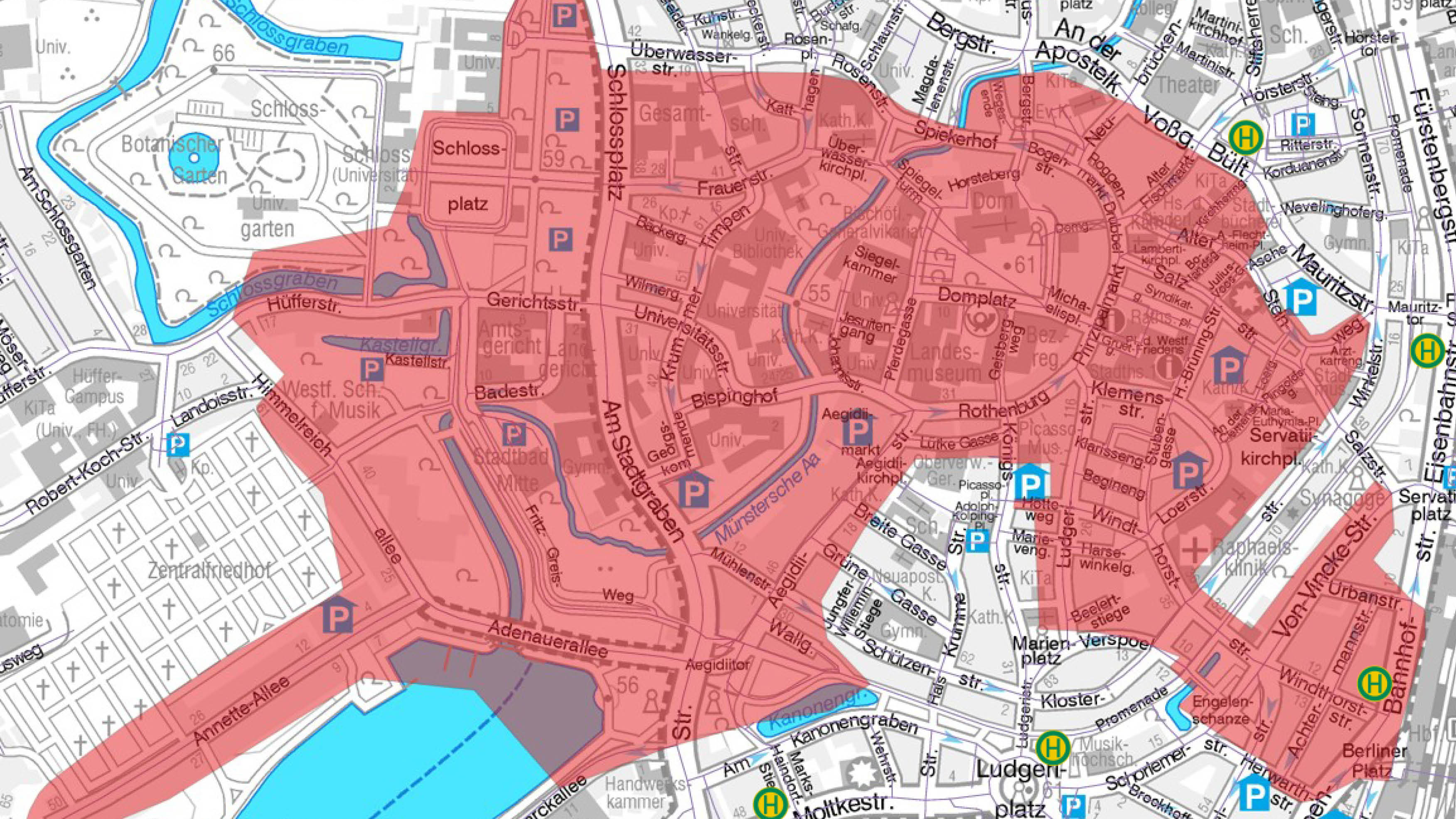 Karte zeigt den gesperrten Bereich in der Innenstadt am NRW-Tag-Wochenende