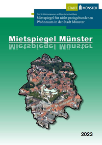 Titel Mietspiegel 2023: Umriss des Stadtgebiets Münster